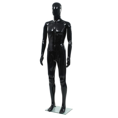 Vidaxl Estalage Doll maschio con piede di vetro 185 cm nero lucido