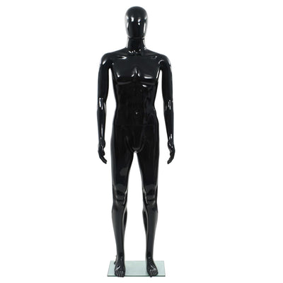 Vidaxl Estalage Doll maschio con piede di vetro 185 cm nero lucido