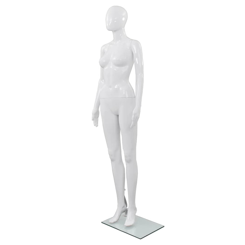 Vidaxl Estalage Doll Femenina con pie de vidrio 175 cm White brillante