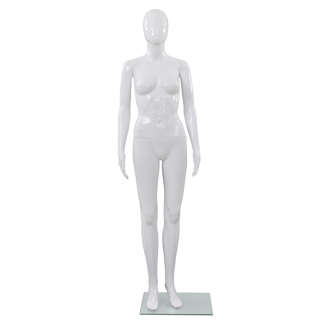 Vidaxl Estalage Doll Femenina con pie de vidrio 175 cm White brillante