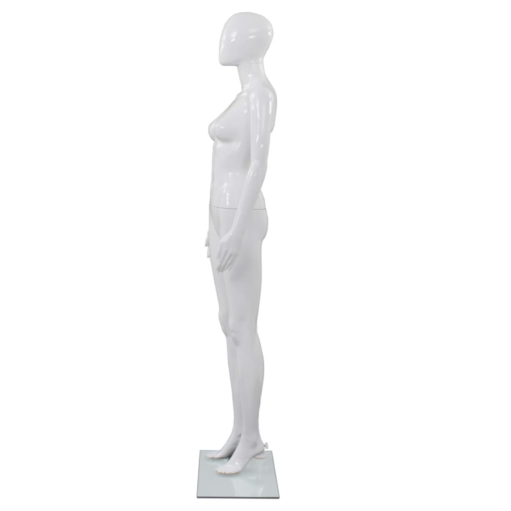 Vidaxl Estalage Doll Femenina con pie de vidrio 175 cm White brillante