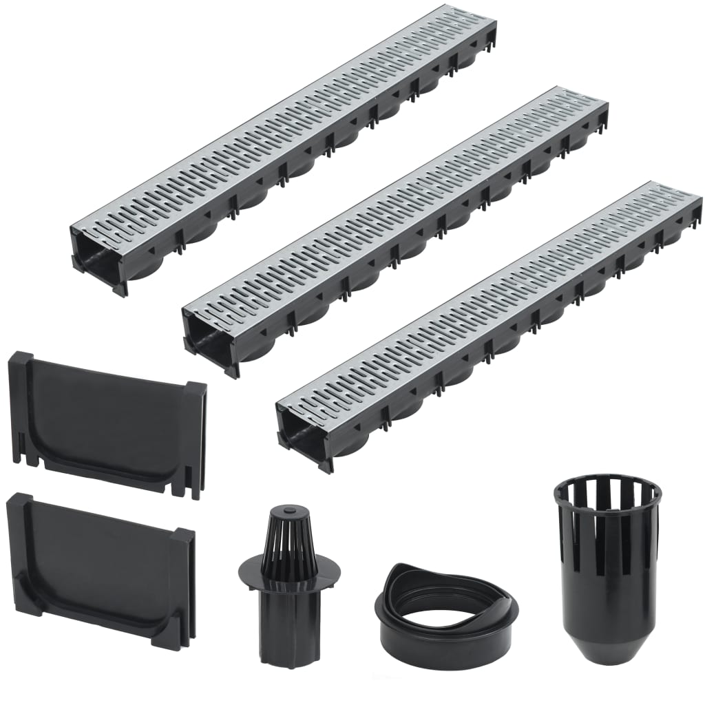 Canaletas de drenaje de Vidaxl 3 M M M de acero galvanizado 3 STS
