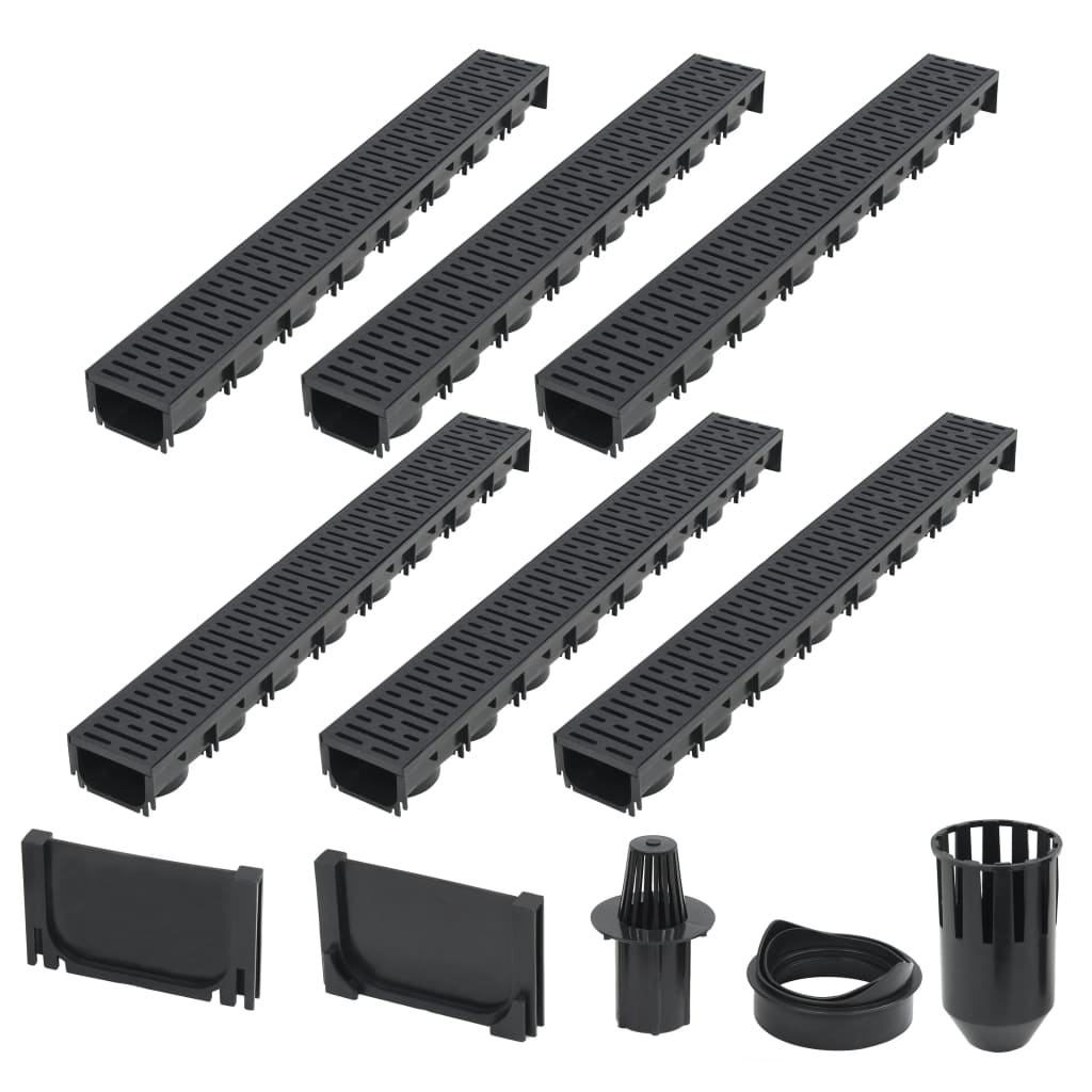 Grondaie di drenaggio vidaxl 6 m di plastica 6 pezzi