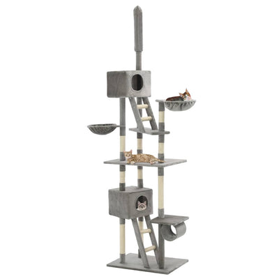 Vidaxl Cat Rastreing Post con postes de rascado de sisal 230-260 cm de gris