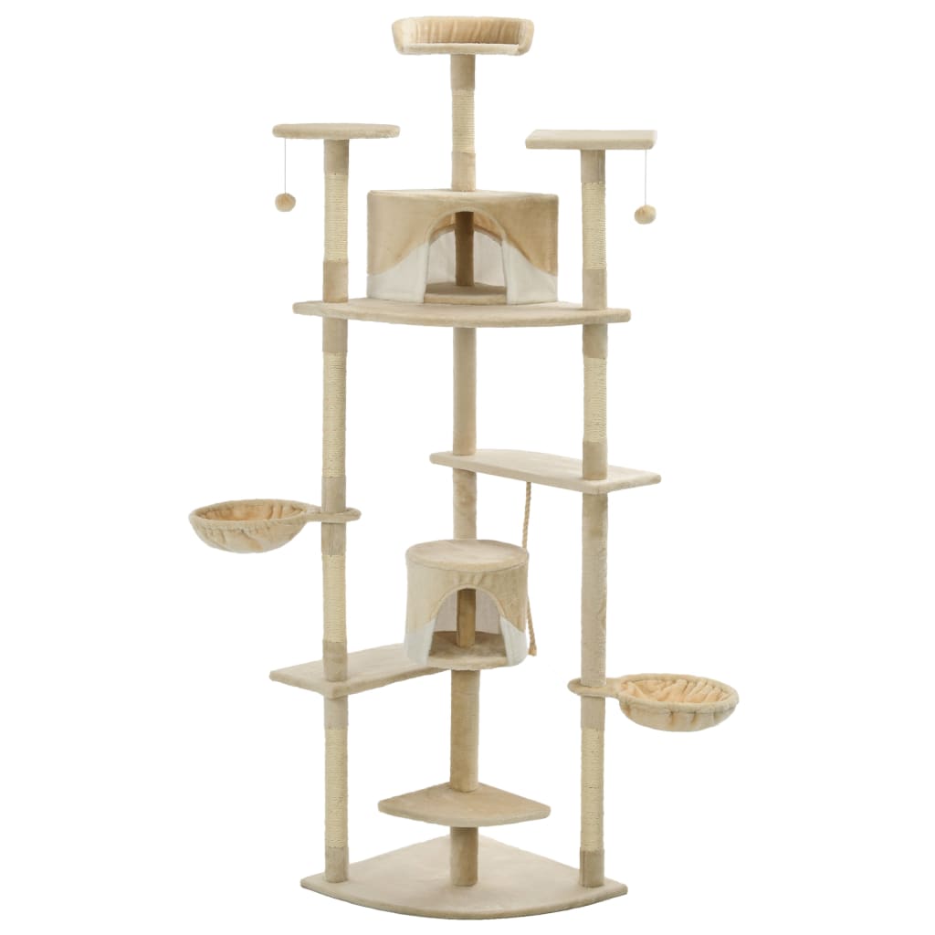 Vidaxl Cat rasking Post con graffi di sisal 203 cm beige e bianco