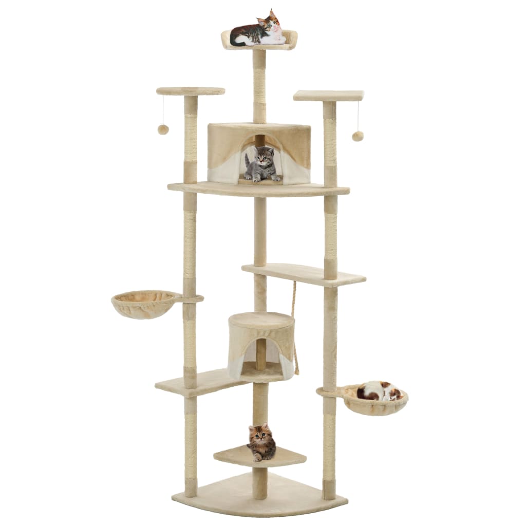 Vidaxl Cat rasking Post con graffi di sisal 203 cm beige e bianco