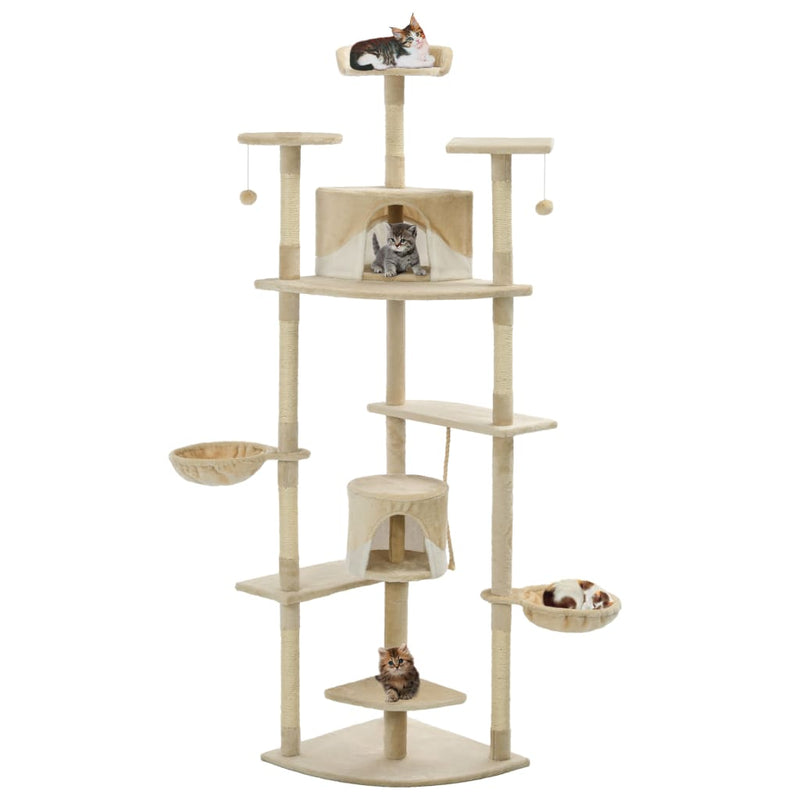 Vidaxl Cat rasking Post con graffi di sisal 203 cm beige e bianco