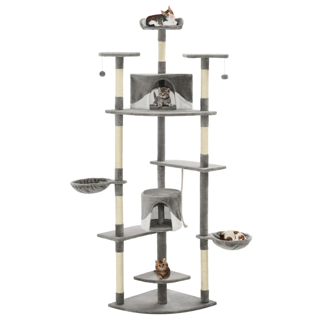 Vidaxl Cat rasking Post con graffi di sisal 203 cm grigio e bianco