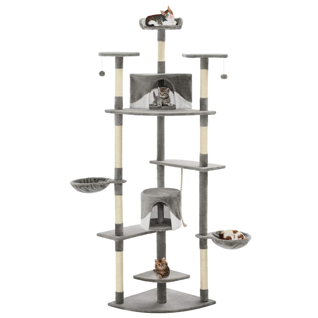 Vidaxl Cat rasking Post con graffi di sisal 203 cm grigio e bianco