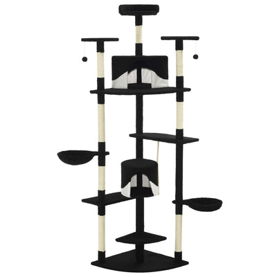Vidaxl Cat Ranging Post con postes de rascado de sisal 203 cm en blanco y negro
