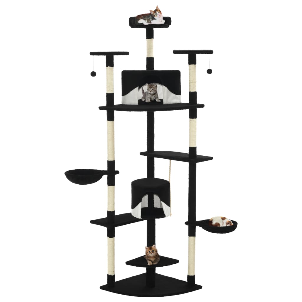 Vidaxl Cat Grakeding Post con graffi di sisal 203 cm in bianco e nero