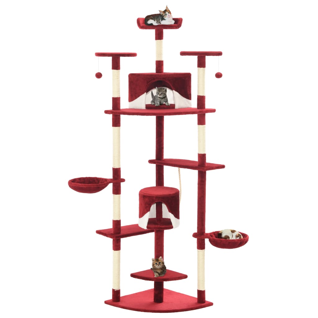 Vidaxl Cat Grakeding Post con graffi sisal 203 cm rosso e bianco