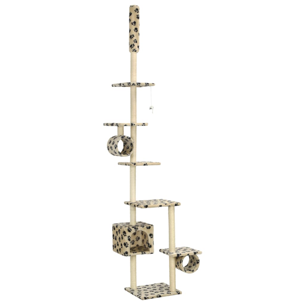 Vidaxl Cat Rastreing Post con postes de rascado de sisal 260 cm Pootprints beige