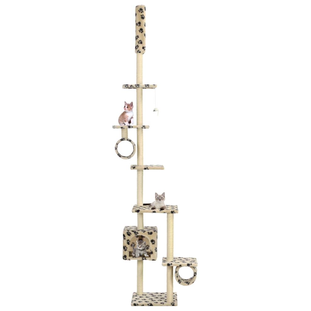 Vidaxl Cat Rastreing Post con postes de rascado de sisal 260 cm Pootprints beige