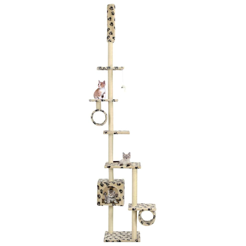 Vidaxl Cat Rastreing Post con postes de rascado de sisal 260 cm Pootprints beige