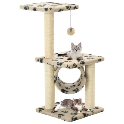 Tiragraffi per gatti Vidaxl con tiragraffi in sisal 65 cm impronte di zampe beige