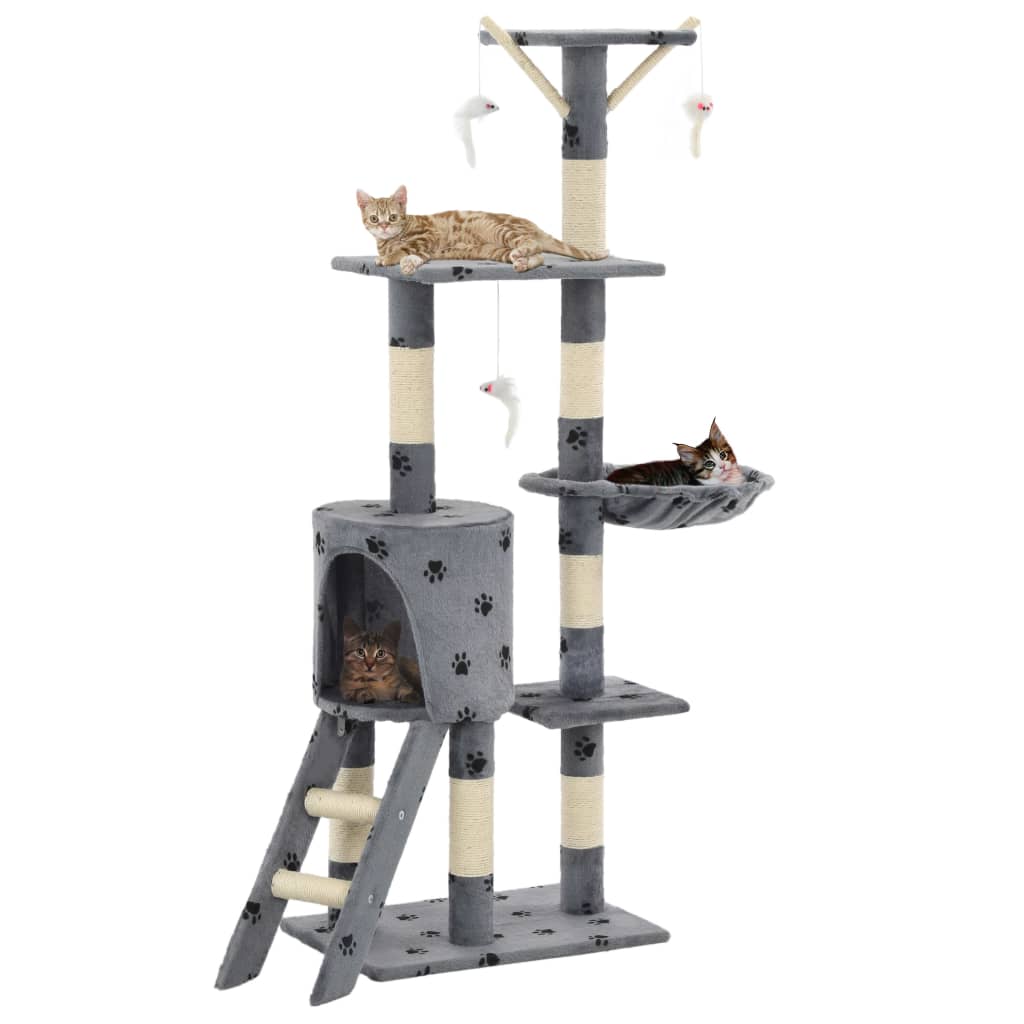 Vidaxl Cat Grakeding Post con pali di graffi di sisal 138 cm Pootprints grigio