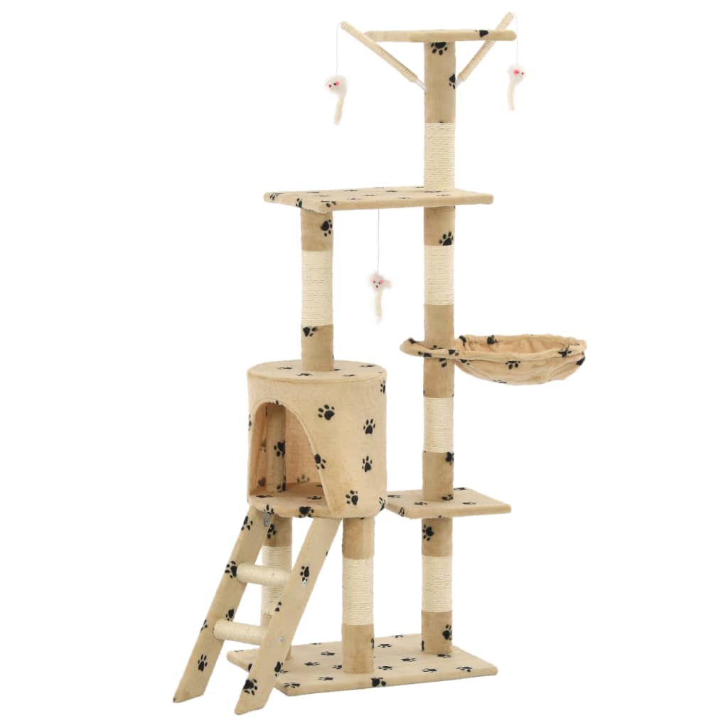 Vidaxl Cat Ranging Post con postes de rascado de sisal 138 cm Pootprints beige