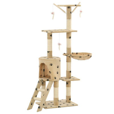 Vidaxl Cat Scratching Post con pali di graffi di sisal 138 cm pootprints beige
