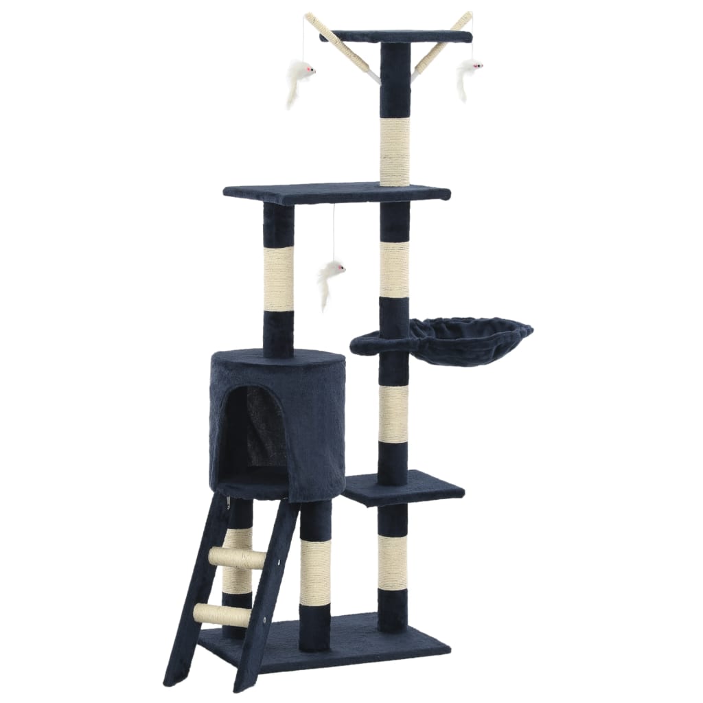 Vidaxl kattenkrabpaal met sisal krabpalen 138 cm donkerblauw