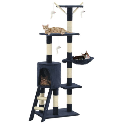 Vidaxl Cat Grakeding Post con pali di graffi di sisal 138 cm blu scuro