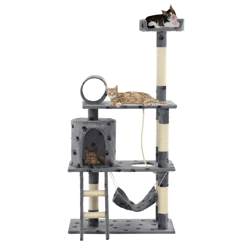 Vidaxl Cat Ranging Post con postes de rascado de sisal 140 cm Pootprints Gray
