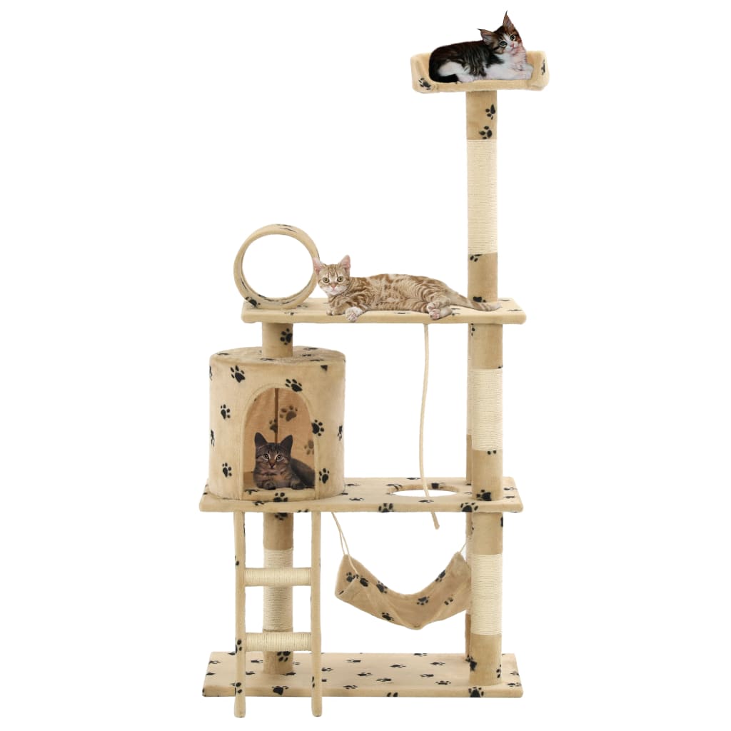 Vidaxl Cat Scratching Post con graffi sisal 140 cm Pootprints beige