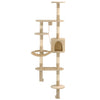 Vidaxl Cat Grakeding Post con pali graffiati sisal Montaggio a parete 194 cm beige