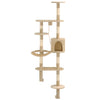 Vidaxl Cat Grakeding Post con pali graffiati sisal Montaggio a parete 194 cm beige