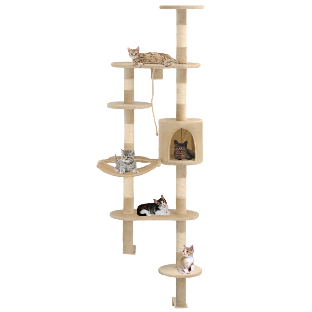 Vidaxl Cat Grakeding Post con pali graffiati sisal Montaggio a parete 194 cm beige