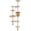Vidaxl Cat Post con postes de rascado montaje en la pared 194 cm beige marrón