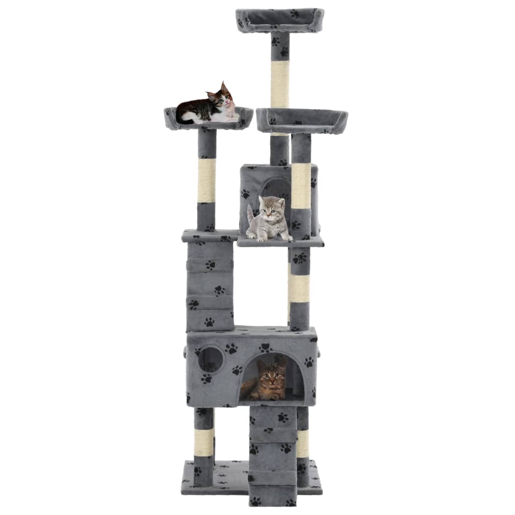 Vidaxl Cat Grakeding Post con graffi sisal 170 cm Pootprints Grey