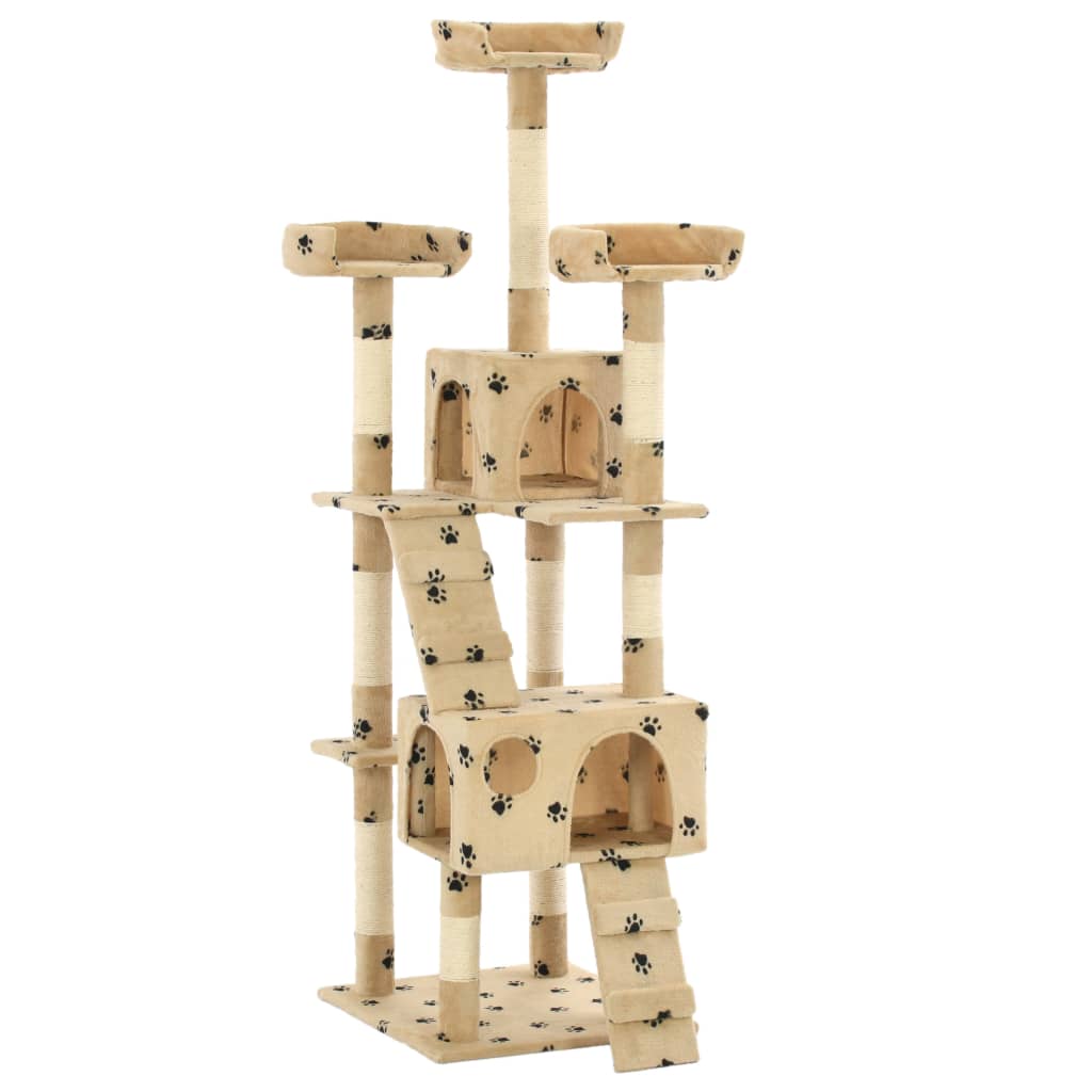 Vidaxl Cat Ranging Post con postes de rascado de sisal 170 cm Pootprints beige