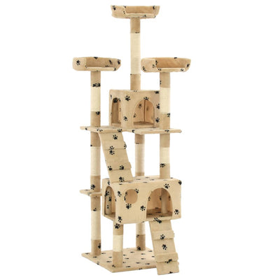 Vidaxl Cat Grakeding Post con pali di graffi di sisal 170 cm Pootprints beige