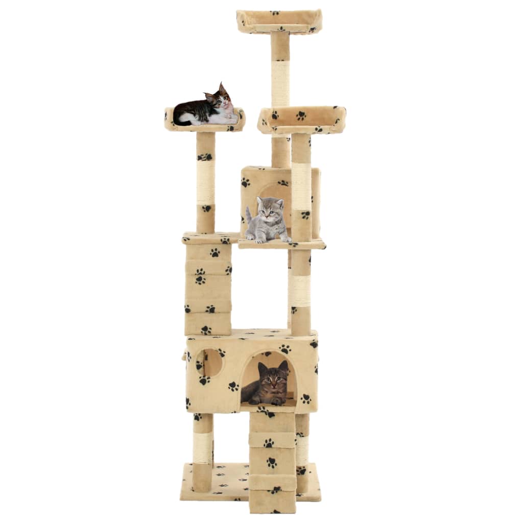 Vidaxl Cat Grakeding Post con pali di graffi di sisal 170 cm Pootprints beige