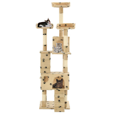 Vidaxl Cat Grakeding Post con pali di graffi di sisal 170 cm Pootprints beige