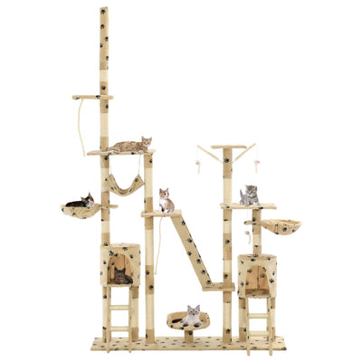 Vidaxl Cat Pole con postes de rascado de sisal 230-250 cm Pootprints beige