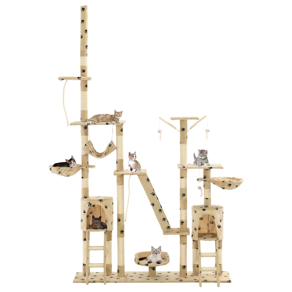 Vidaxl Cat Pole con postes de rascado de sisal 230-250 cm Pootprints beige