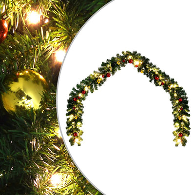 Vidaxl Ghirlanda di Natale decorata con palle di Natale e luci a LED 10 m