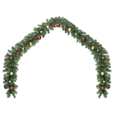 Vidaxl Ghirlanda di Natale decorata con palle di Natale e luci a LED 10 m