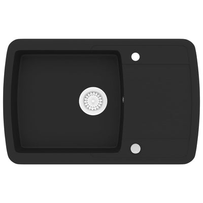 Vidaxl fregadero un solo tazón de granito negro