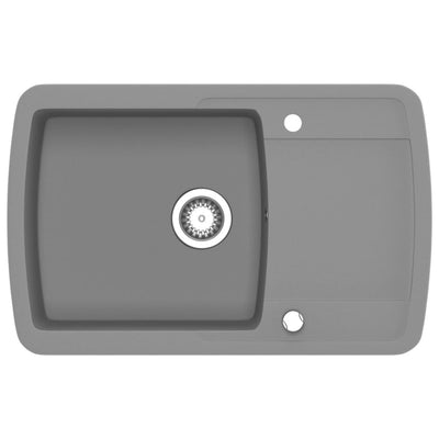 Vidaxl fregadero un solo tazón de granito gris