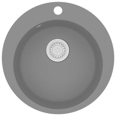 Vidaxl hundimiento alrededor de un solo tazón de granito gris