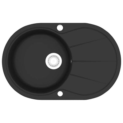 Vidaxl fregadero ovale un solo tazón de granito negro