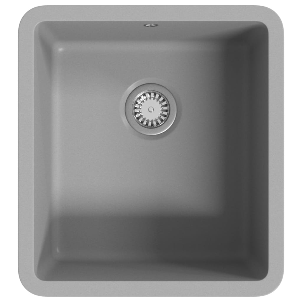Vidaxl fregadero un solo tazón de granito gris