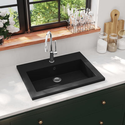 Vidaxl Washbasin 600x450x120 mm de granito negro
