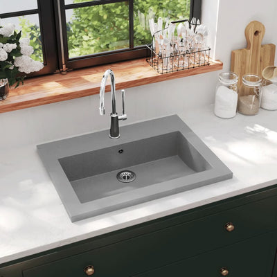 Vidaxl Washbasin 600x450x120 mm de granito gris