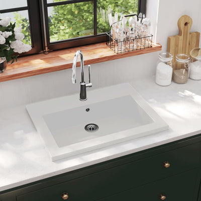 Vidaxl Washbasin 600x450x120 mm de granito blanco
