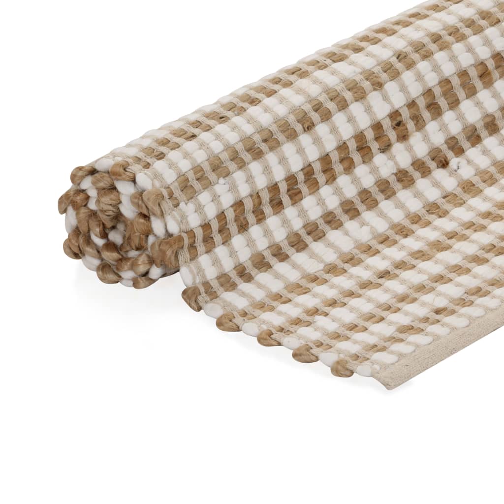 Tappeto Vidaxl 120x180 cm a mano naturale e bianco