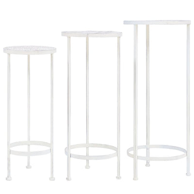 Vidaxl 3 partes de stand stand de estilo vintage de metal blanco antiguo